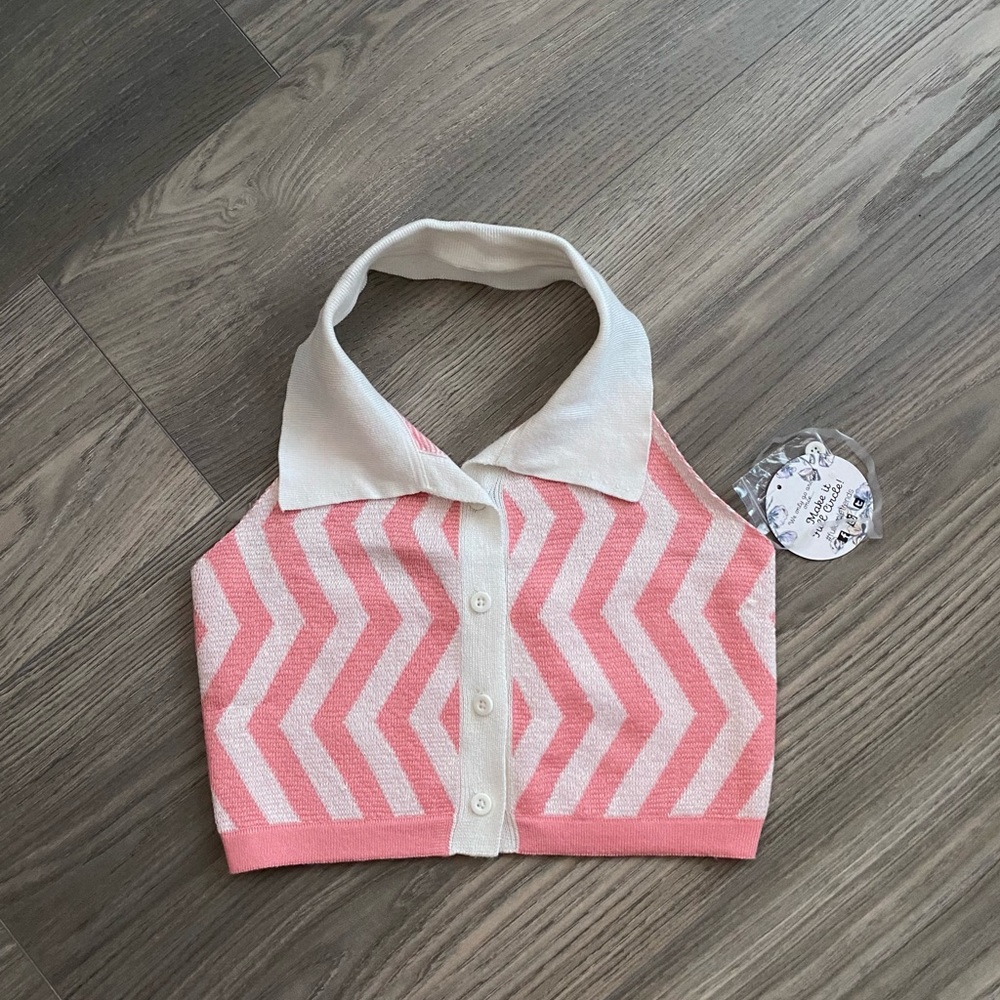 brand new chevron pink halter top